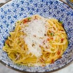 Spaghetti Carbonara in bowl.