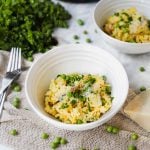 Instant Pot Risotto with Pancetta and Peas in bowls.