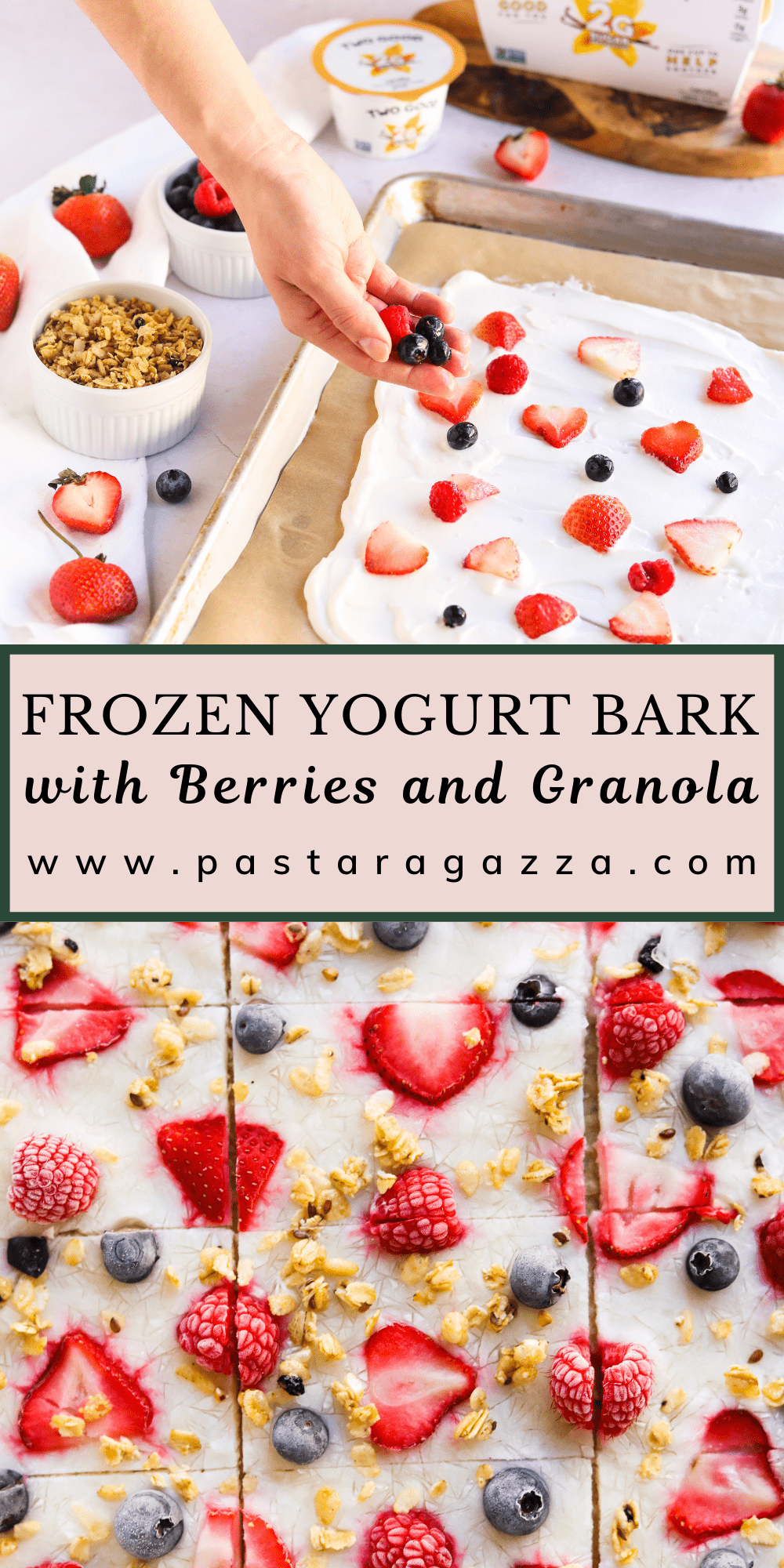 Frozen Yogurt Bark with Berries and Granola Pin - Pasta Ragazza