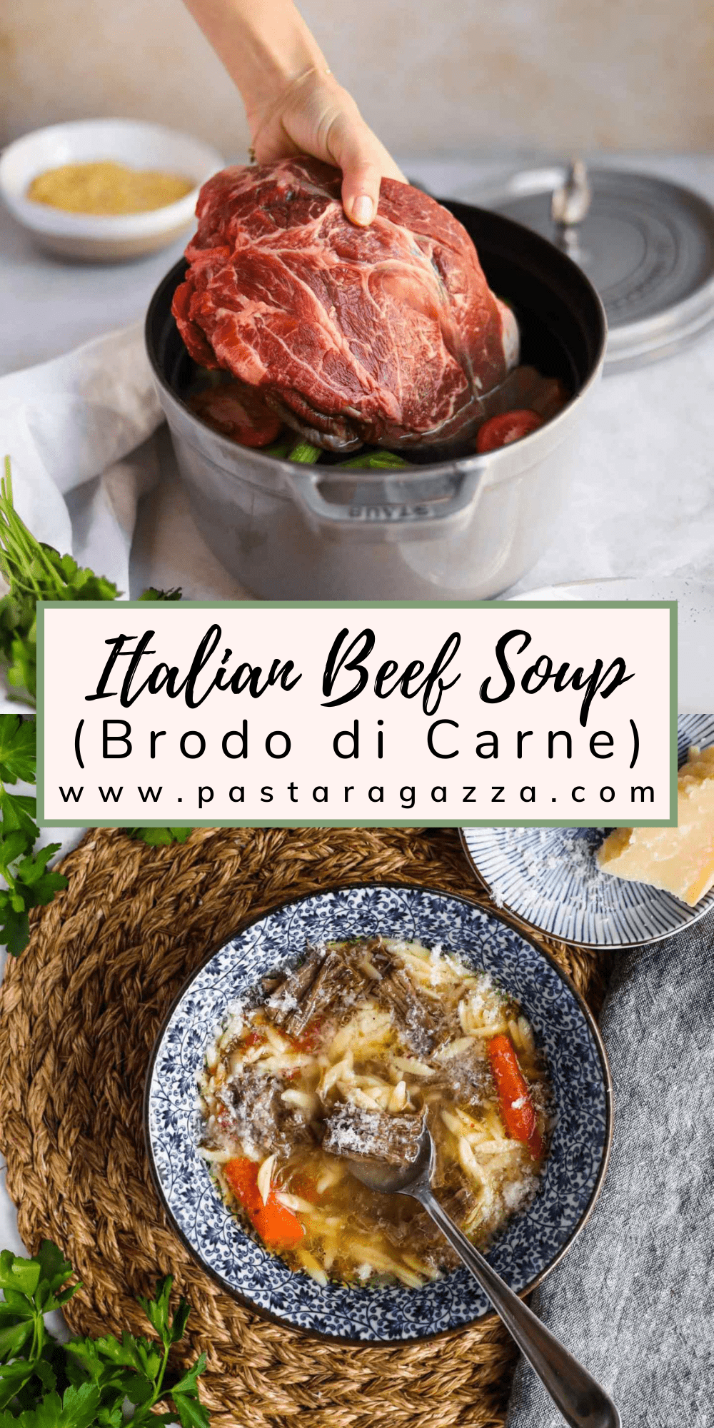 Italian Beef Soup (Brodo di Carne) - The Heirloom Pantry Pin
