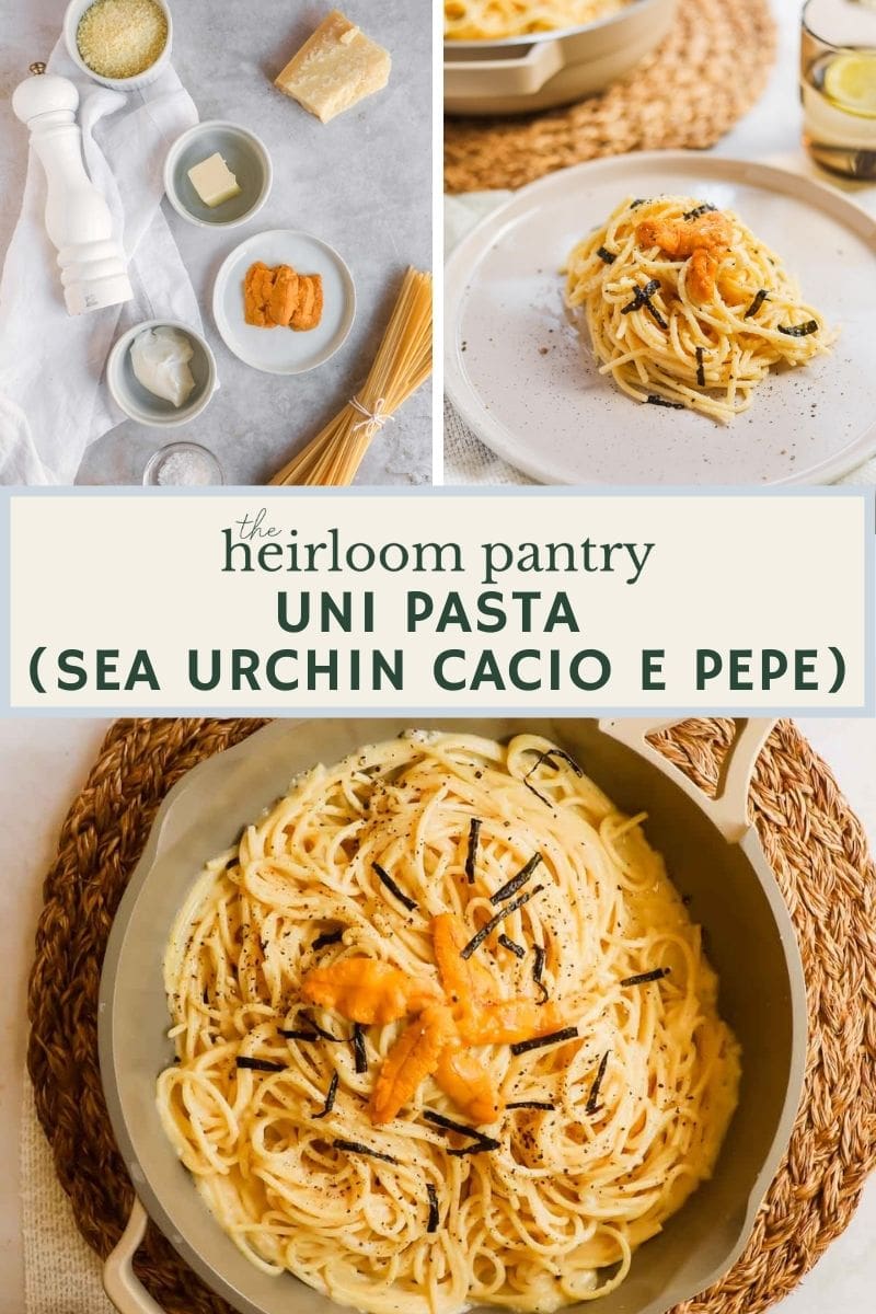 Uni Pasta (Sea Urchin Cacio e Pepe) - The Heirloom Pantry Pin