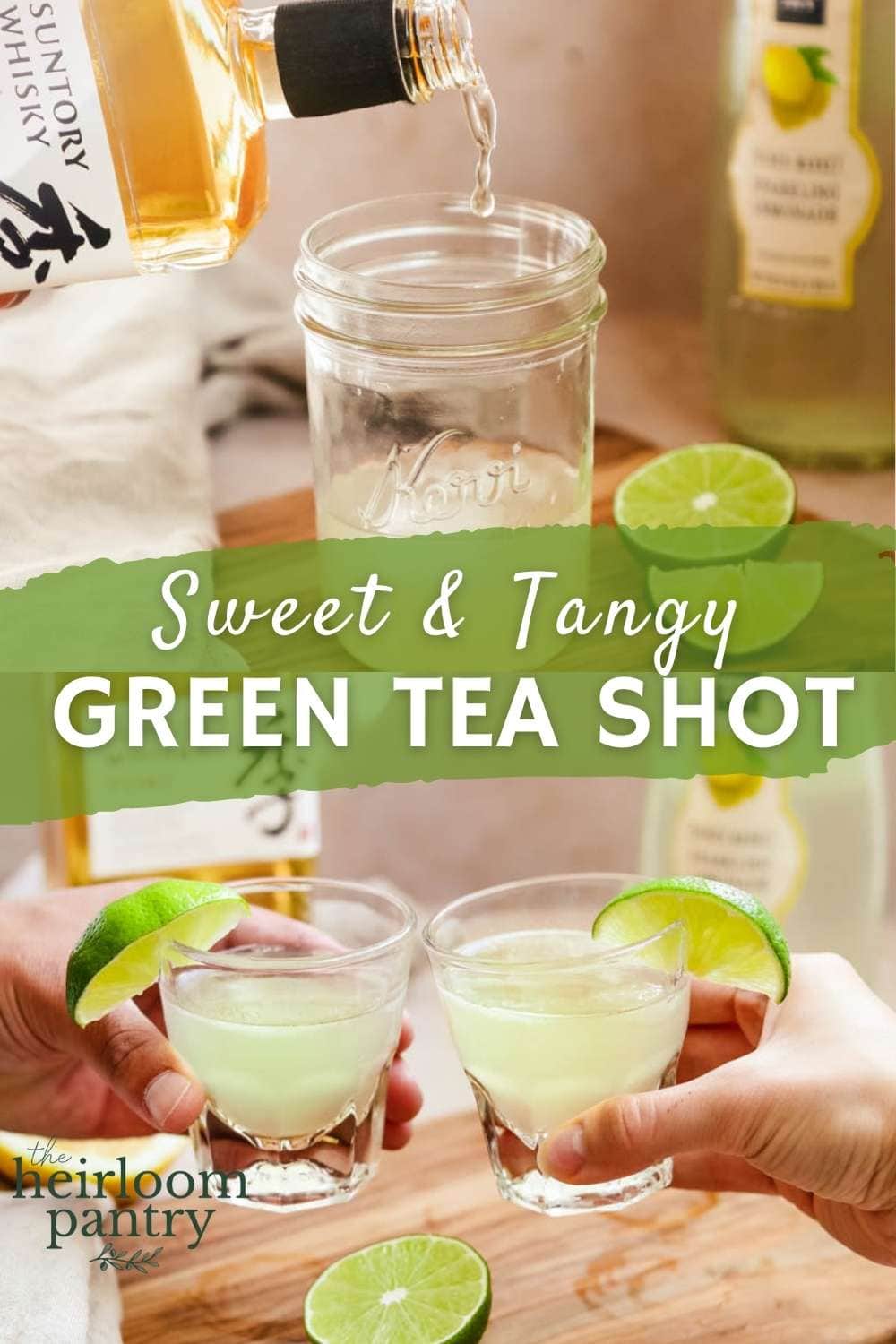 How to make a green tea shot Pinterest pin.