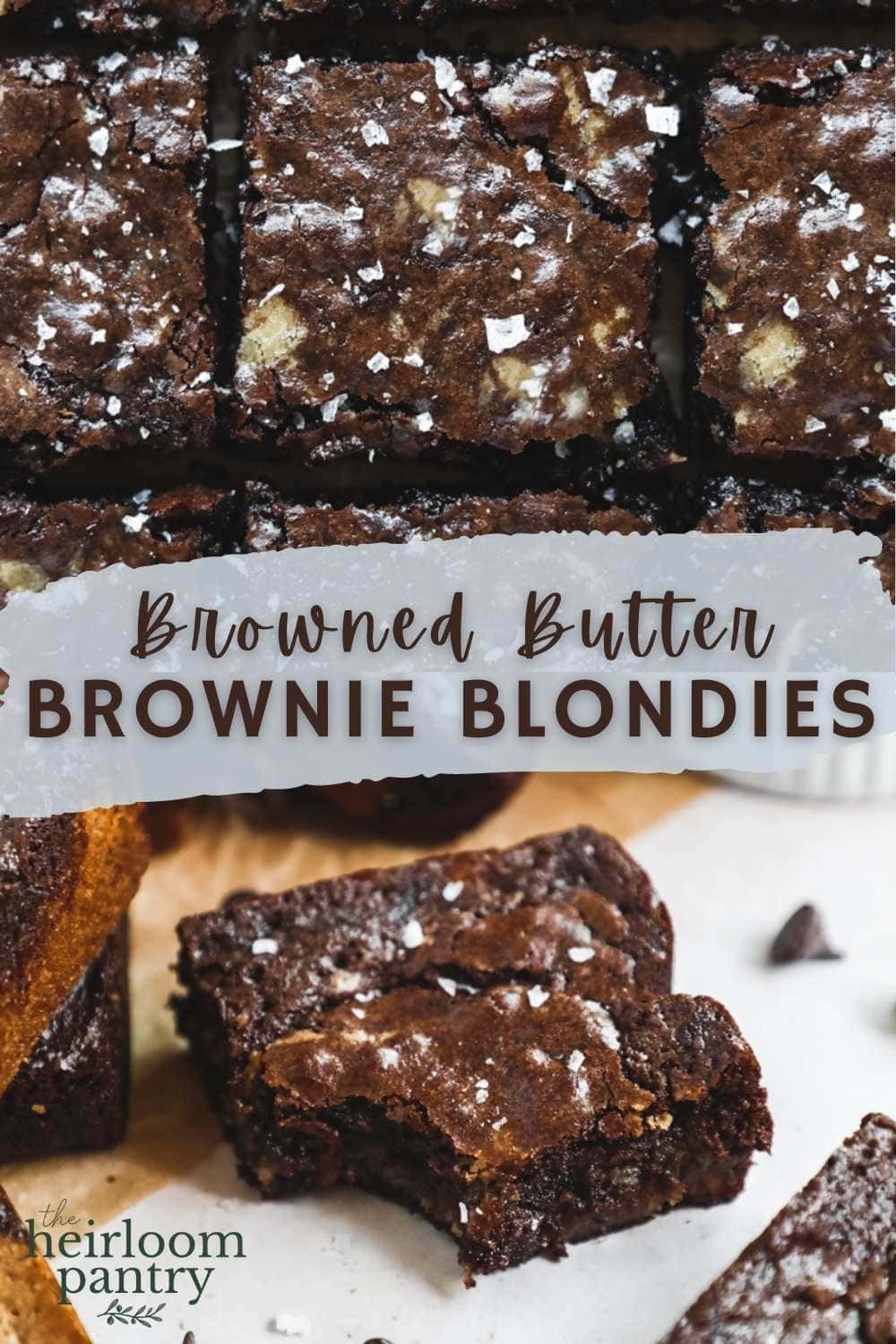 Pinterest pin for brown butter blondie brownies.