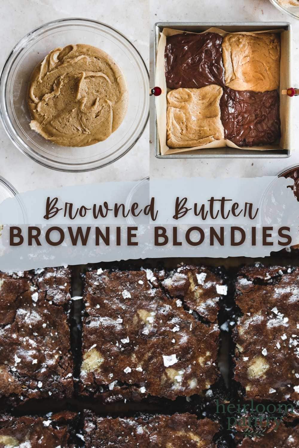 Pinterest pin for brown butter blondie brownies.