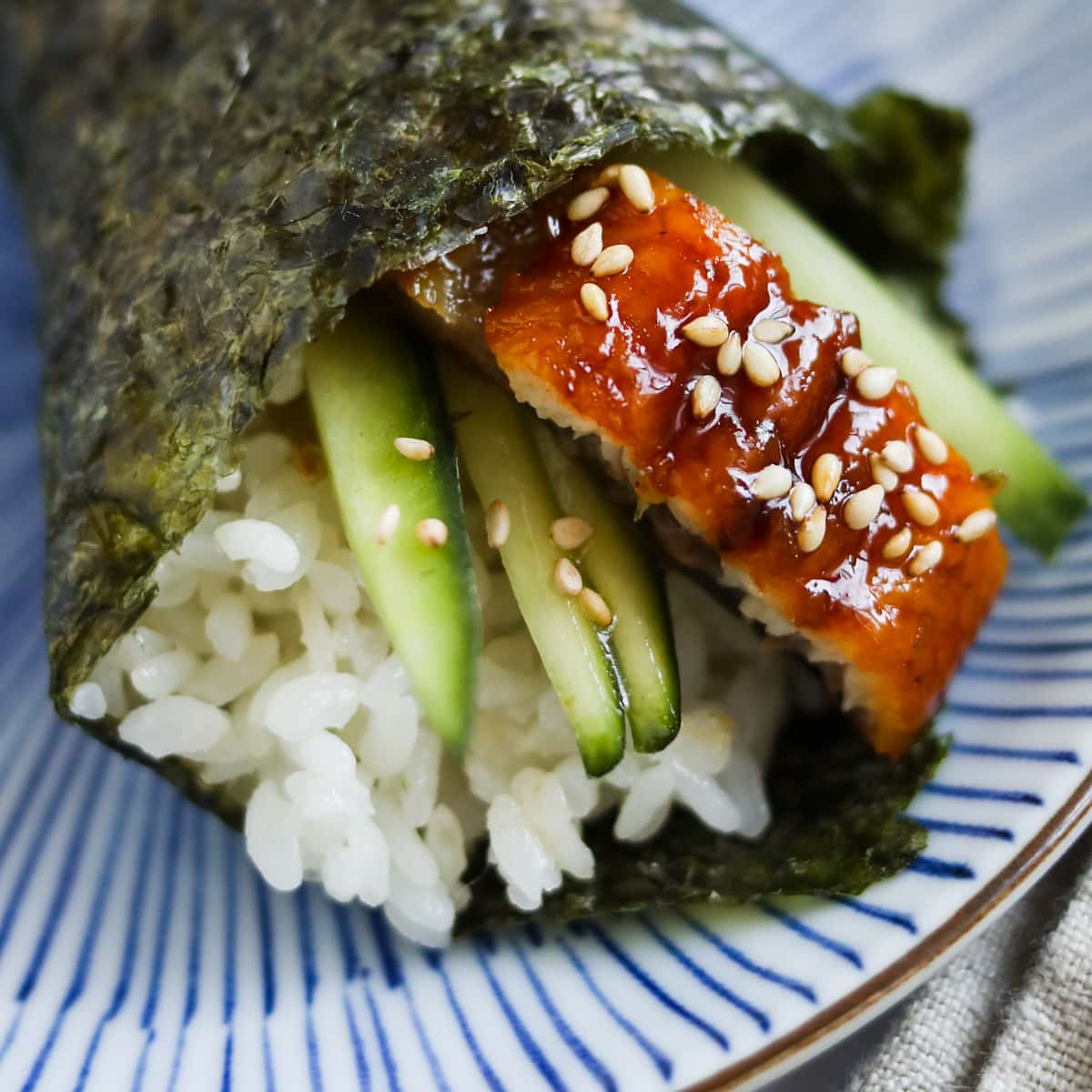 Unagi Sushi (Eel Hand Roll) • The Heirloom Pantry