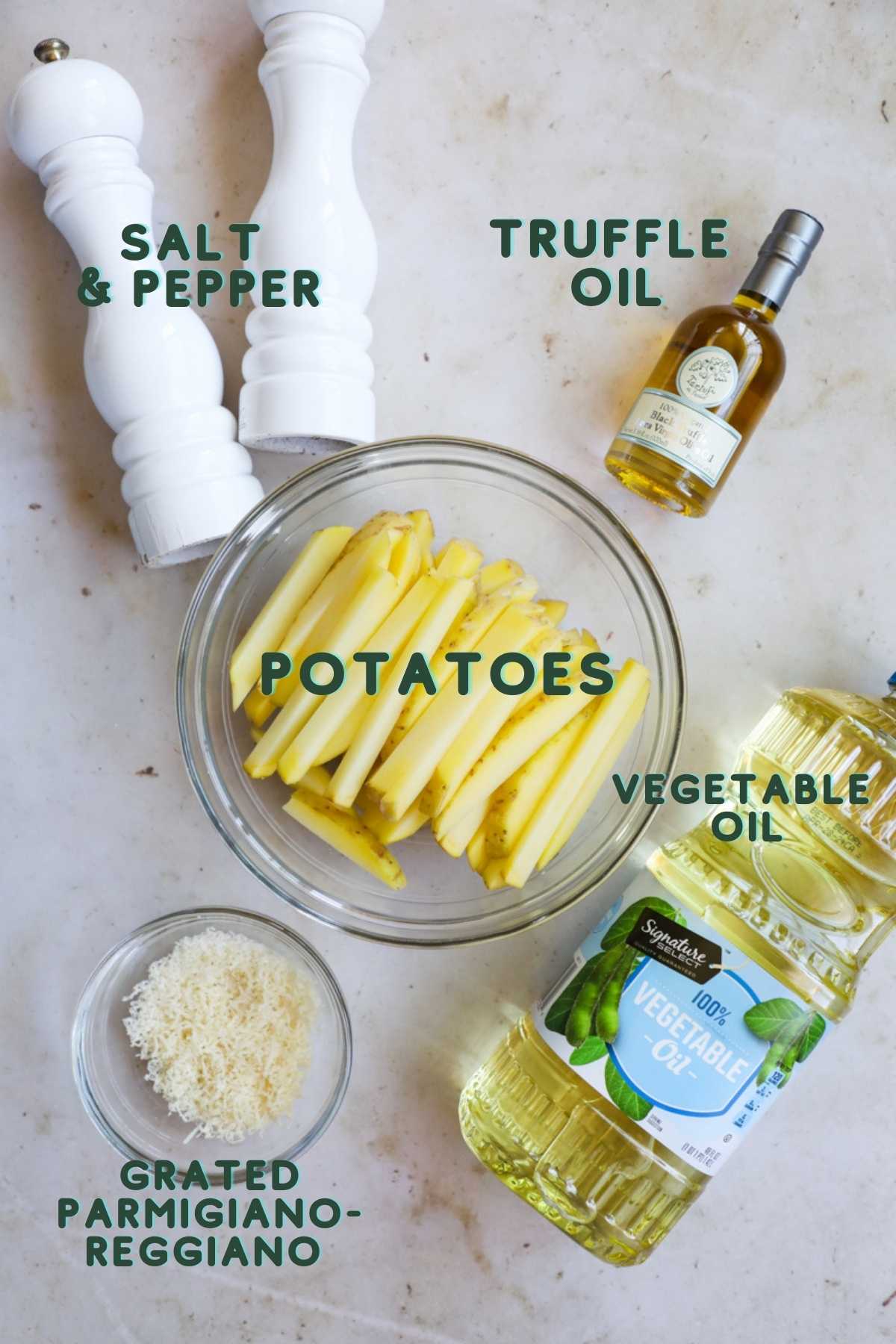 Ingredients for Parmesan Truffle Fries with aioli.