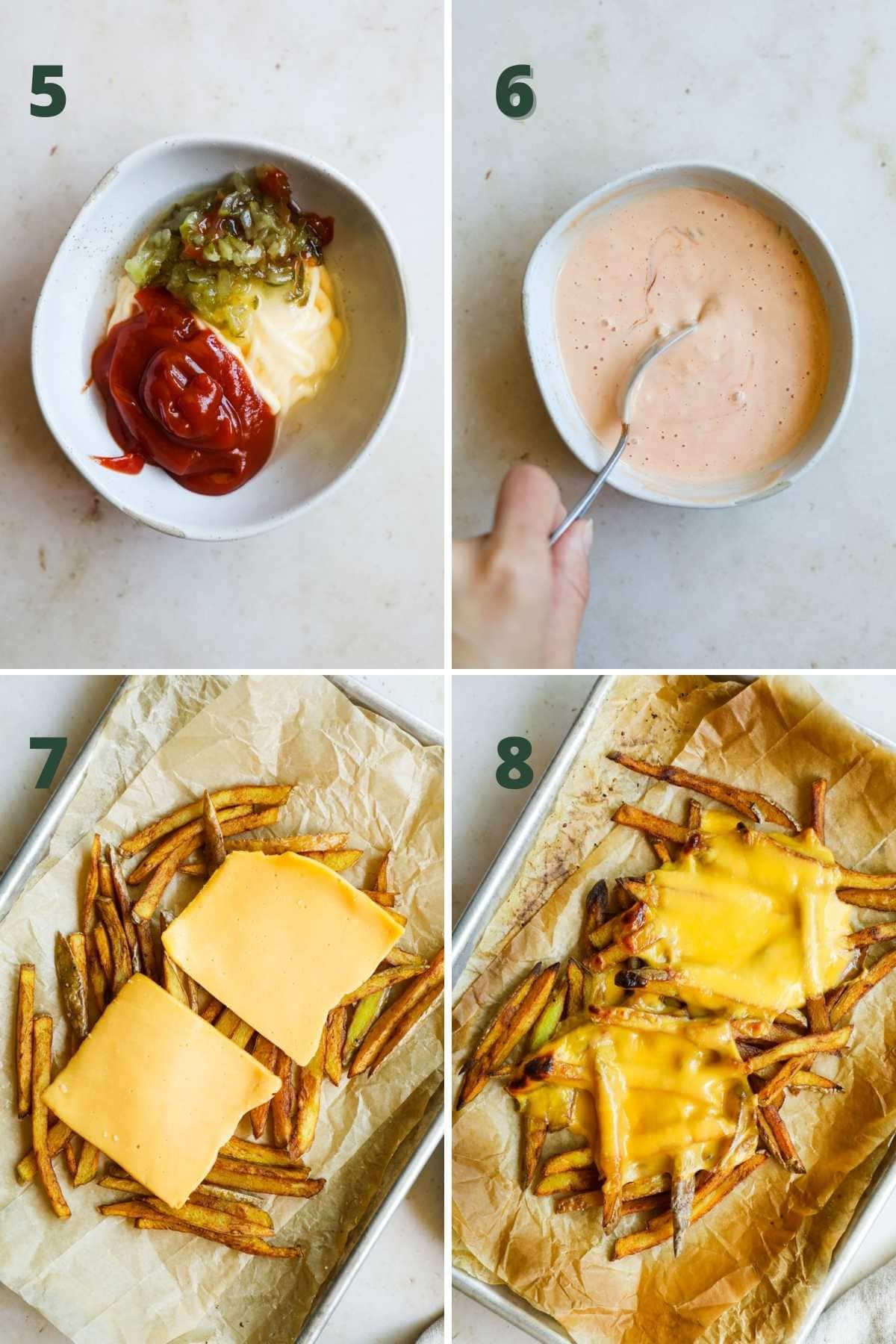 Steps to make In-n-Out animal-style fries copycat recipe.