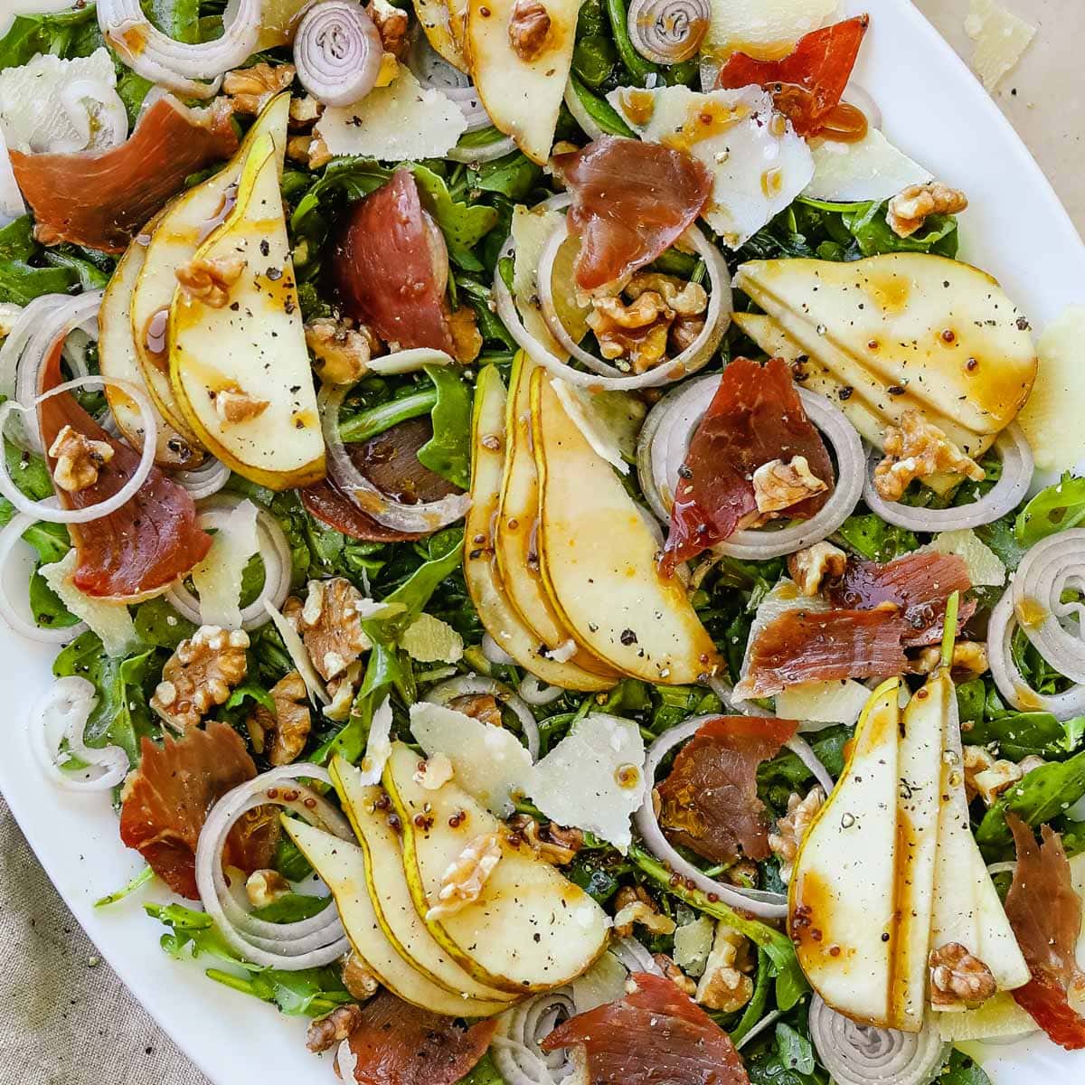 Pear and Prosciutto Rocket Salad • The Heirloom Pantry