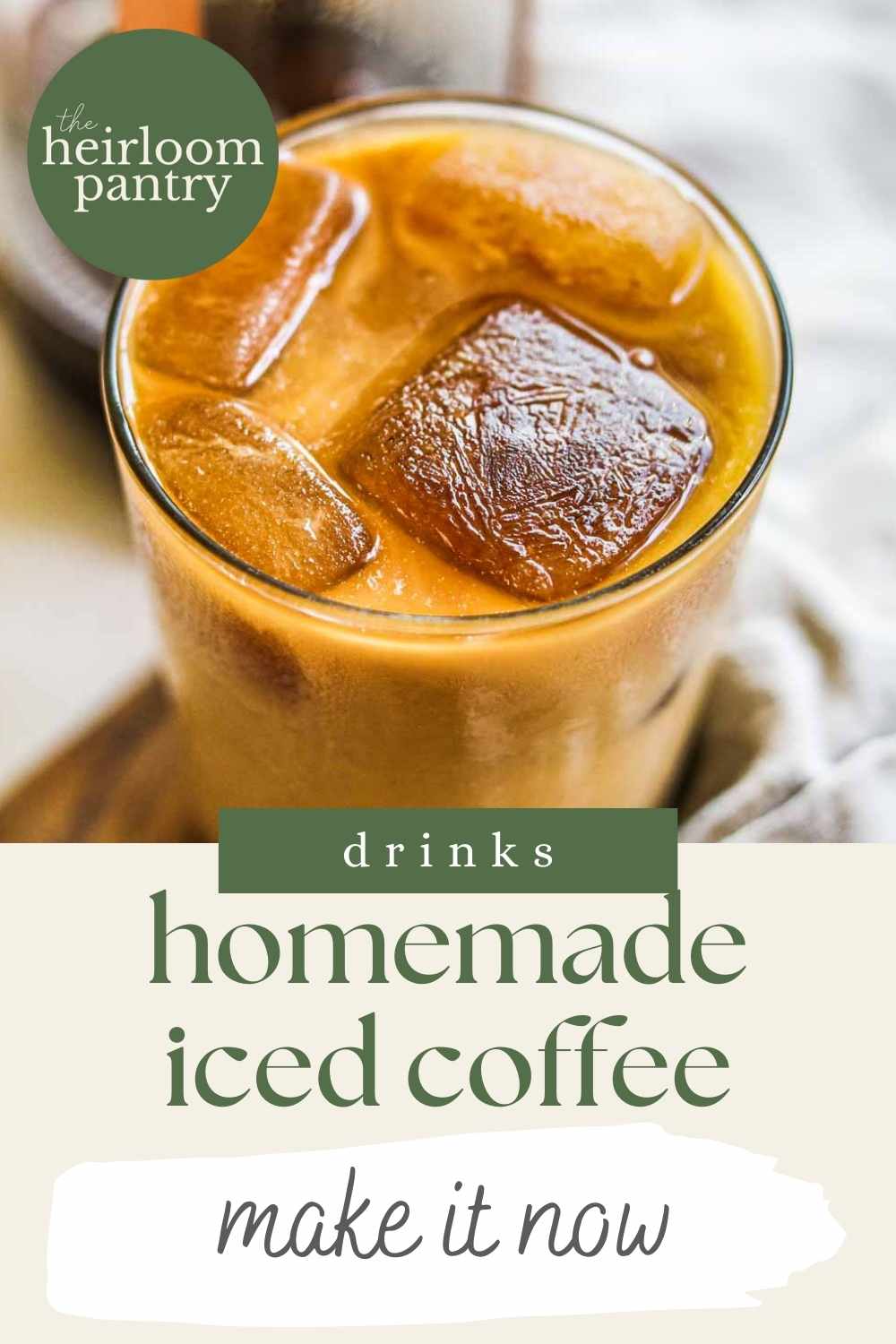 Homemade iced coffee Pinterest pin.