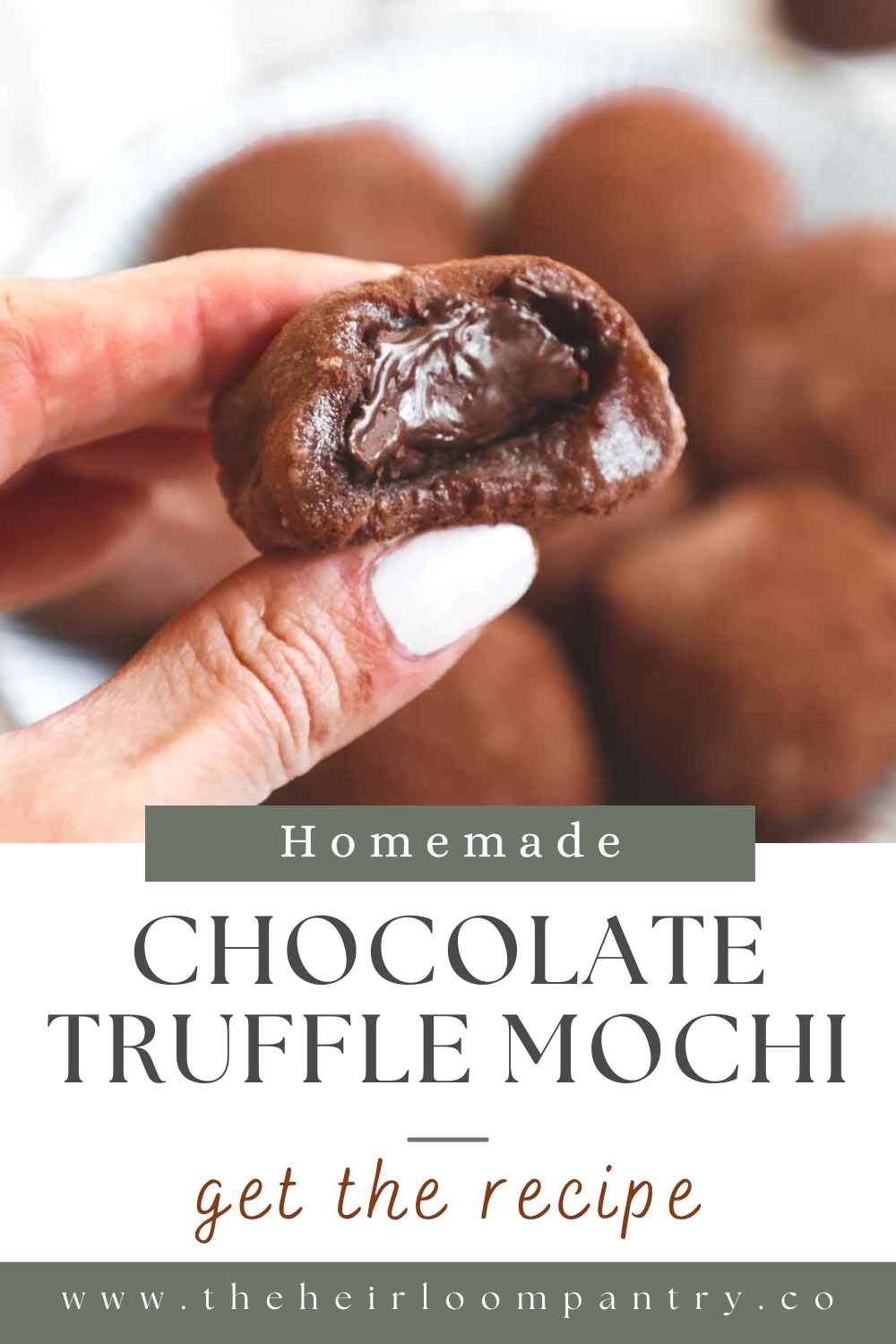 Chocolate truffle mochi Pinterest pin.