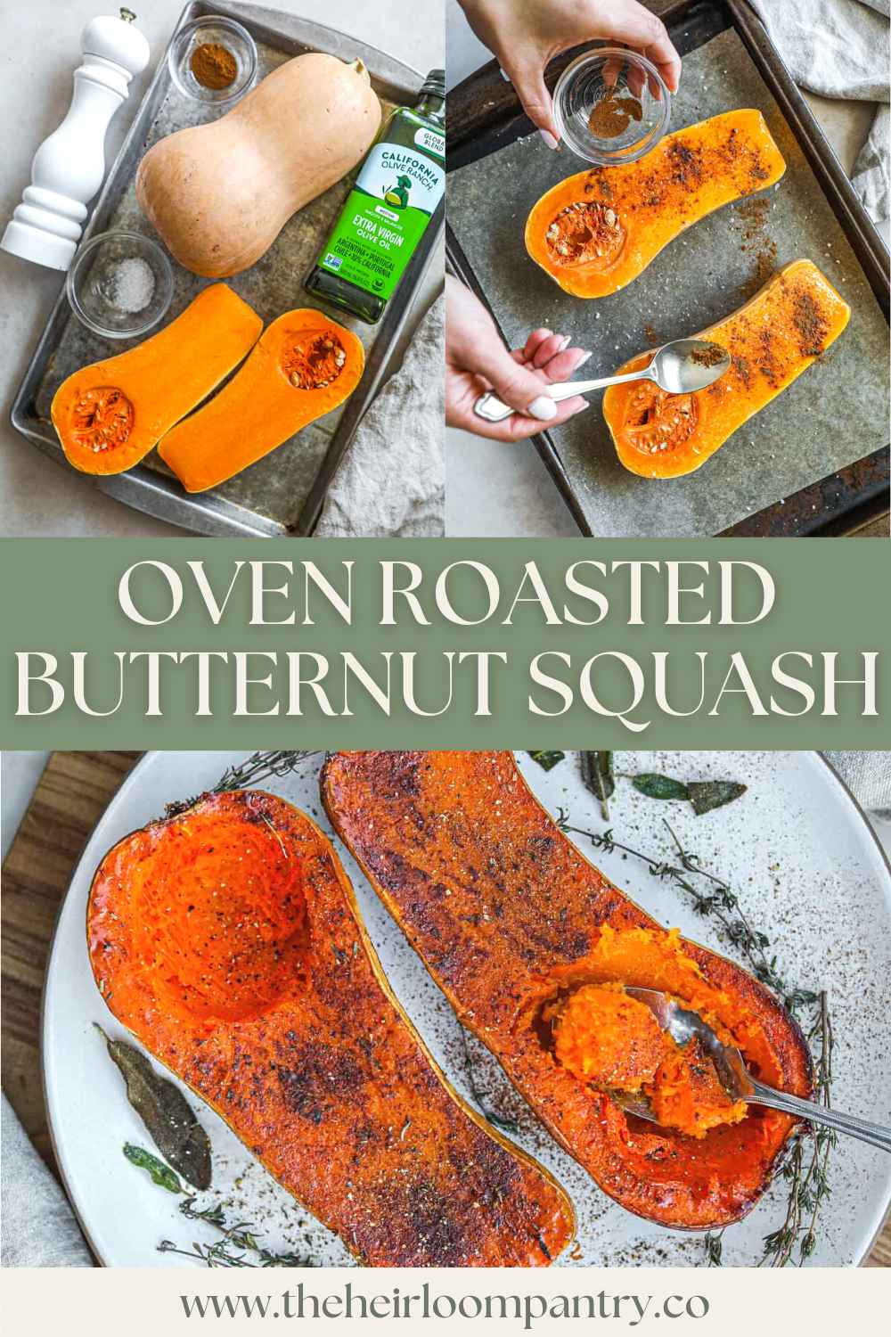 Oven-roasted butternut squash Pinterest pin.