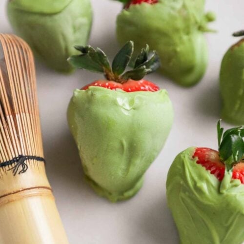 Matcha White Chocolate Covered Strawberries • The Heirloom Pantry