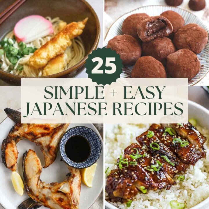25 simple and easy Japanese recipes including tempura udon, mochi, hamachi kama, and teriyaki chicken donburi.