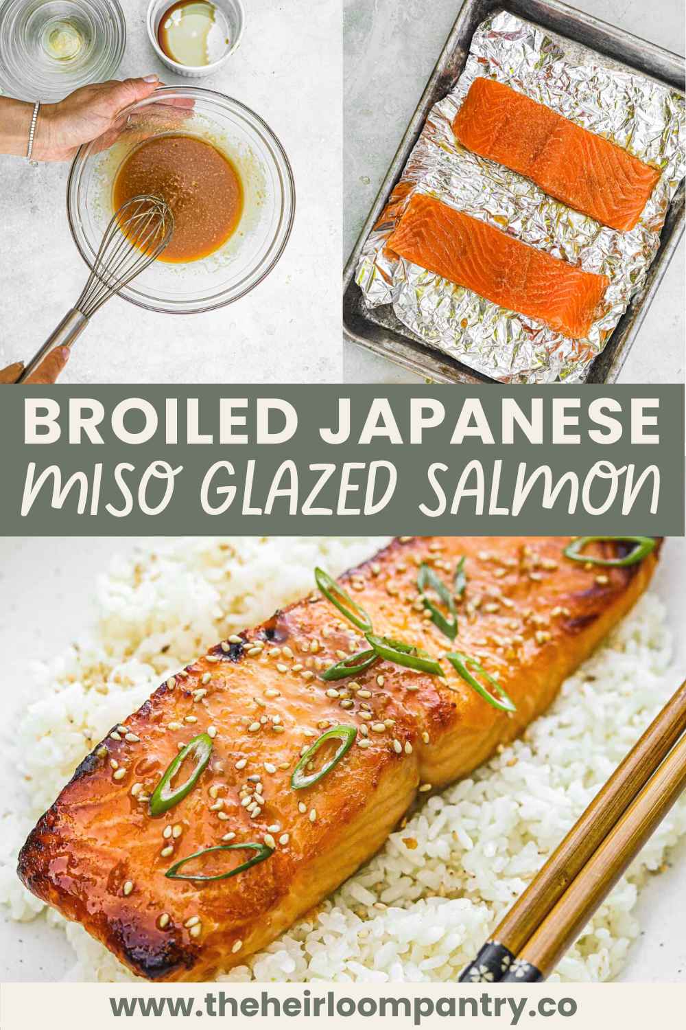 Japanese broiled miso-glazed salmon Pinterest pin.