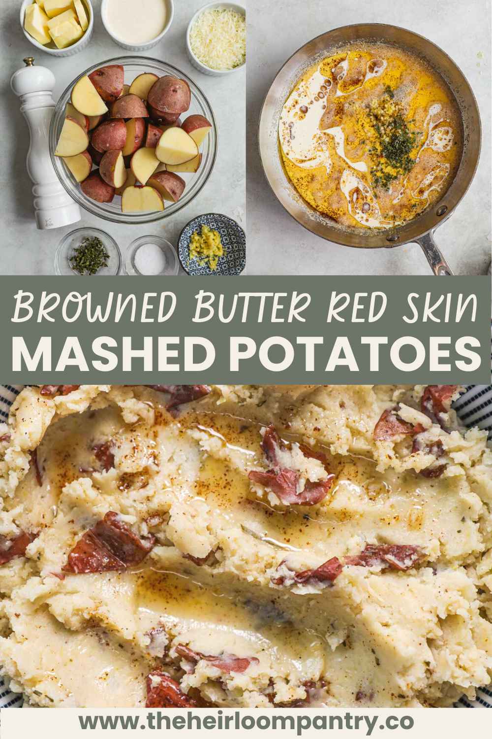 Browned butter mashed potatoes with red skin Pinterest pin.