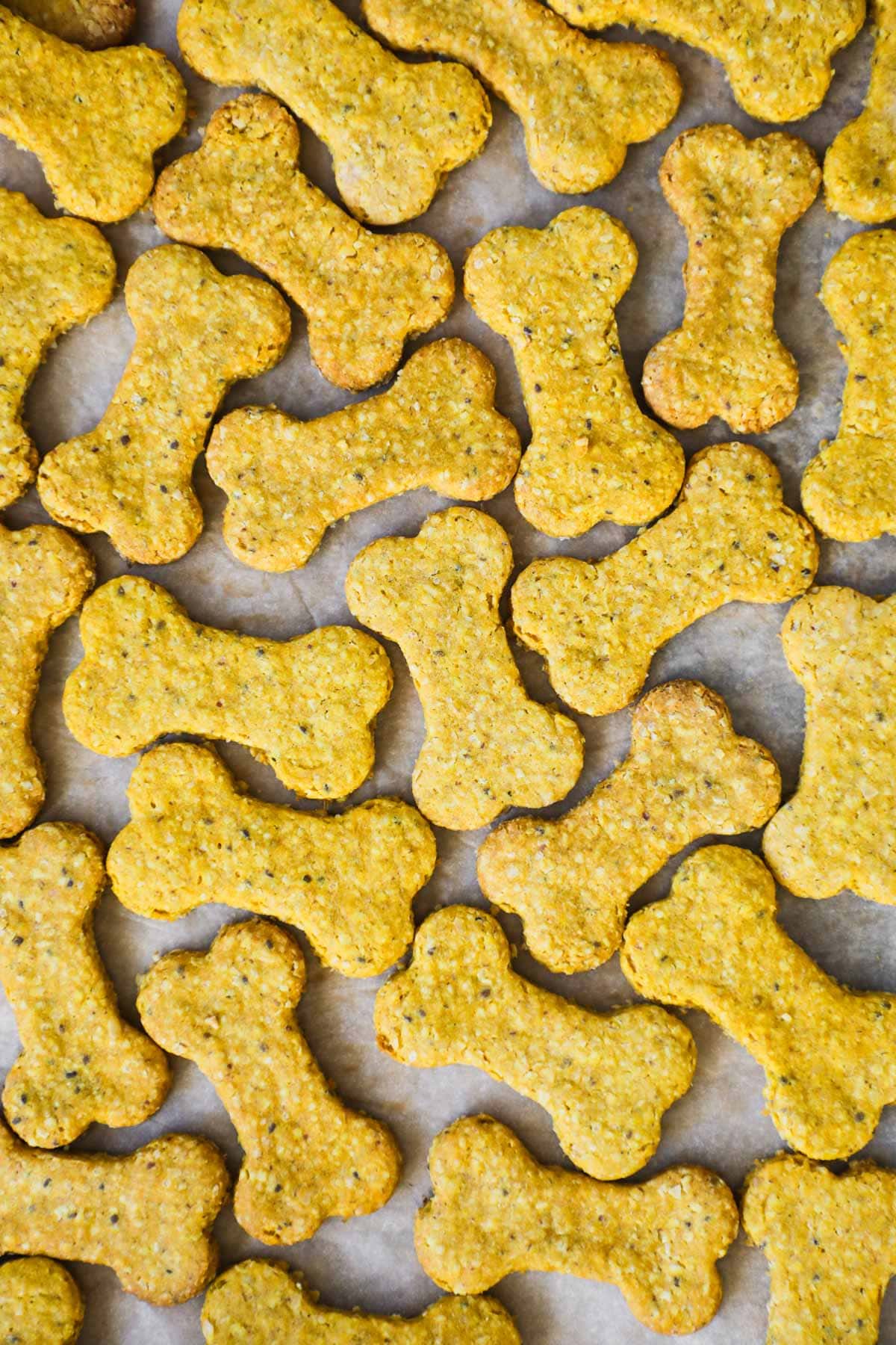 3-ingredient bone-shaped dog treats made with oat flour, pumpkin or sweet potato, and natural peanut butter.