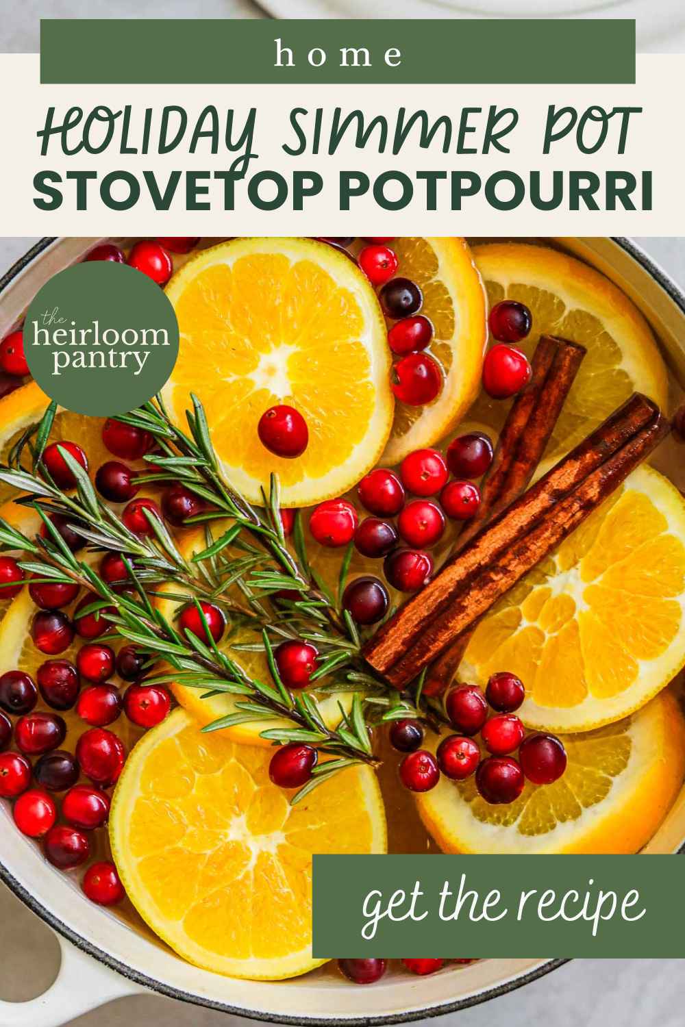 Holiday simmer pot stovetop potpourri Pinterest pin.