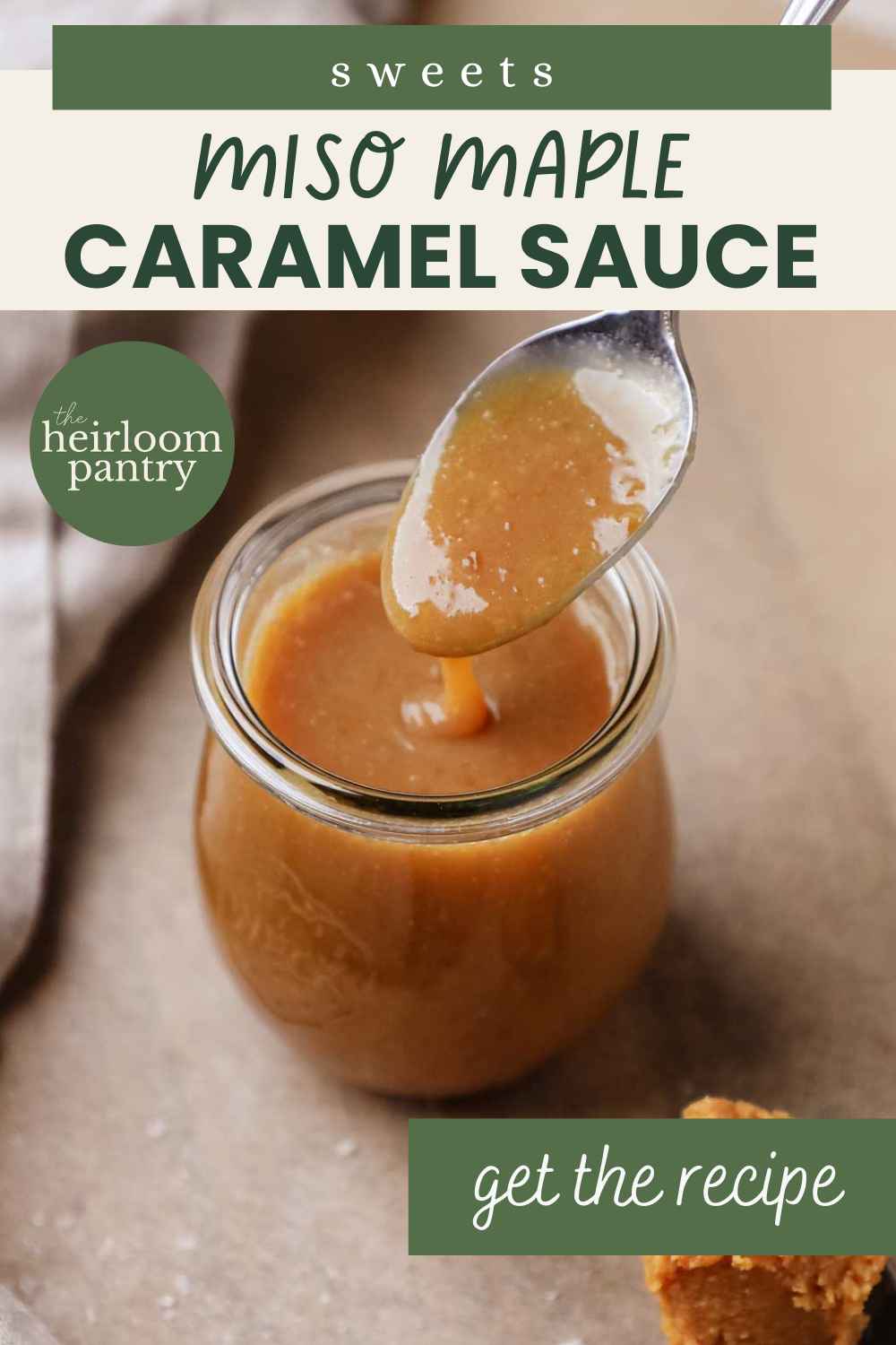 Miso maple caramel sauce Pinterest pin.