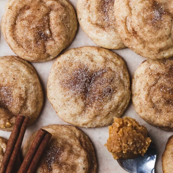 White miso brown butter snickerdoodles with cinnamon sugar.