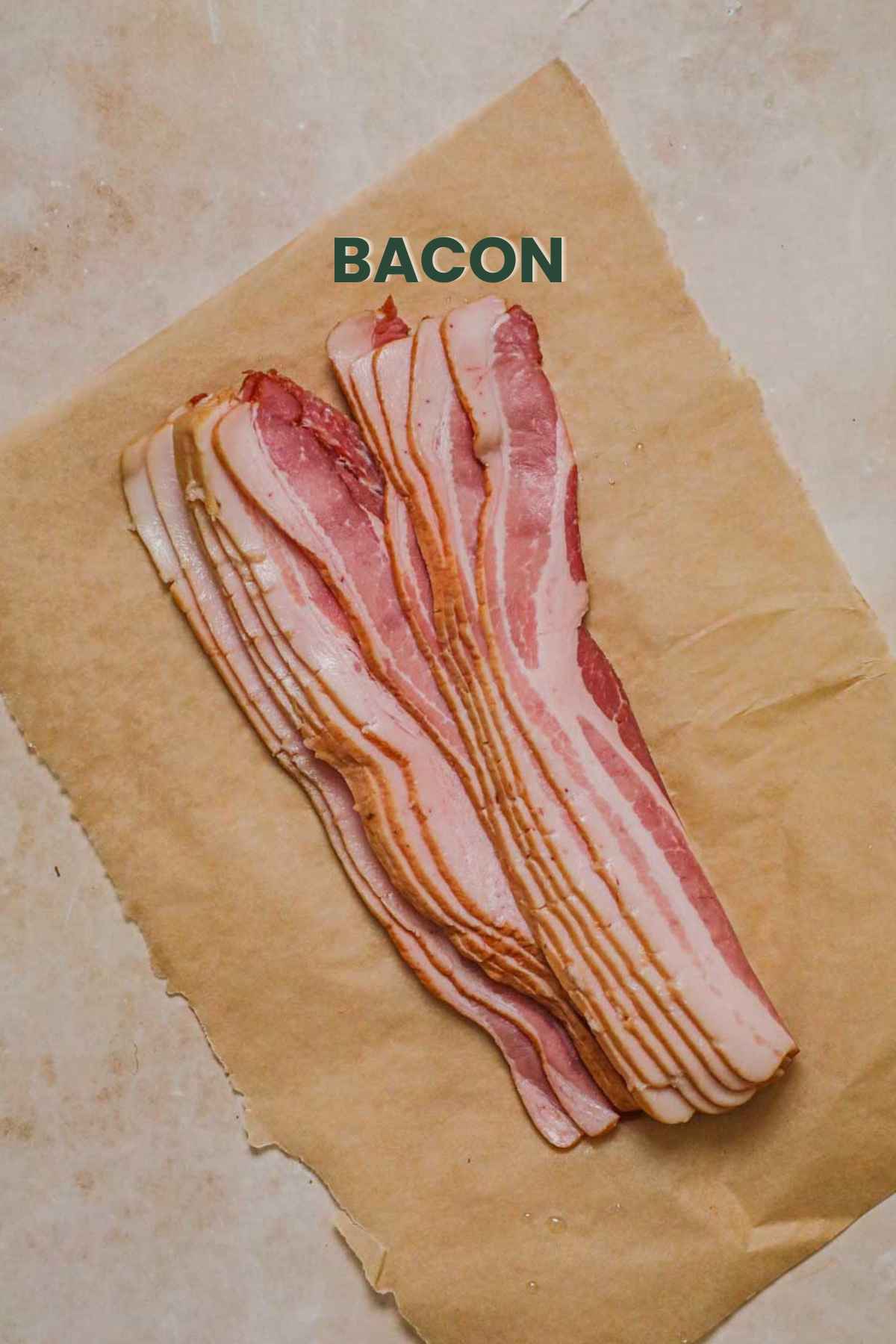 Ingredients to make bacon on the stovetop, a skillet and bacon of choice.
